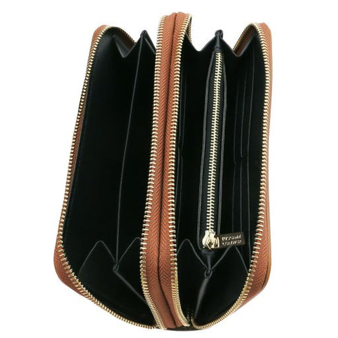 Gaia - Double zip around leather wallet